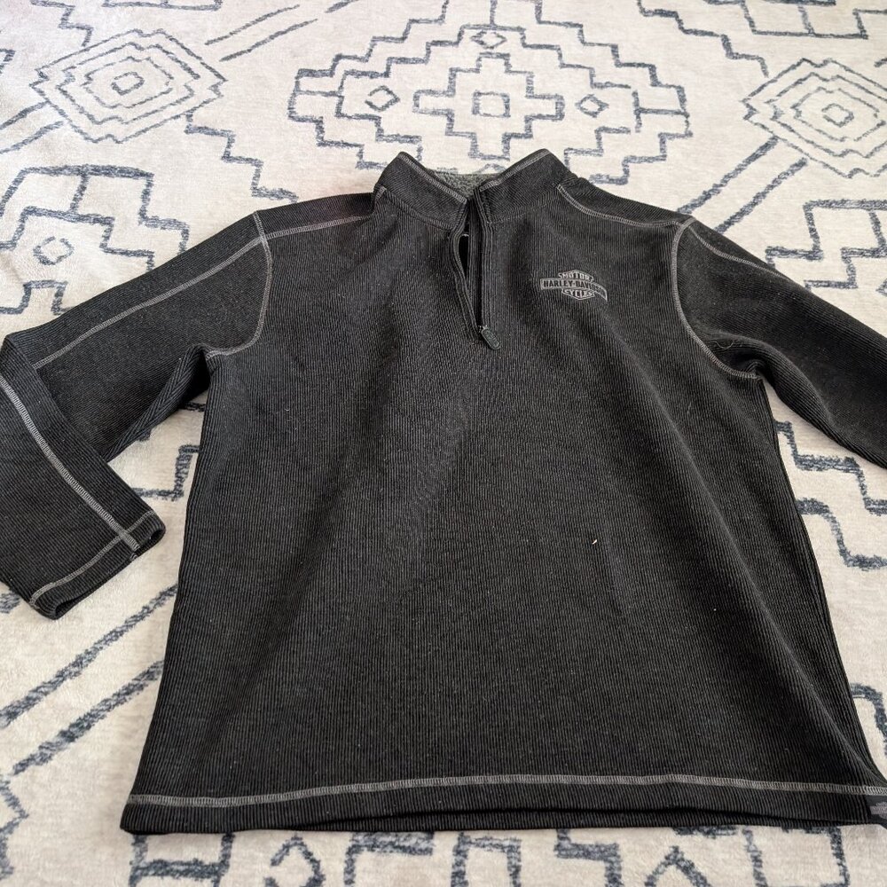 Vintage Harley Davidson Mens XL Faded Spell Out Heavyweight Ribbed Knit Sweater